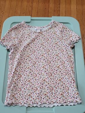 Cat & Jack White Floral Ribbed Kids Tee